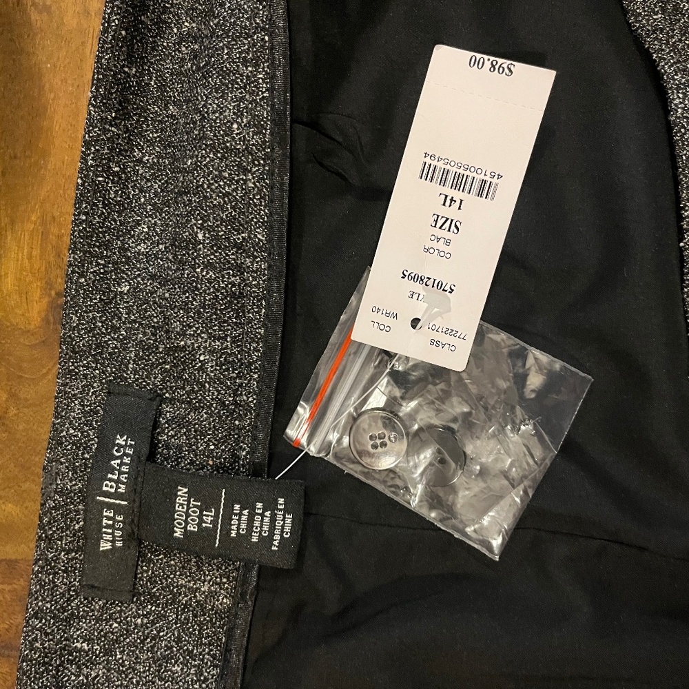 14L Tweed Modern Bootcut Pants, Lined - White House Black Market - New w/tags